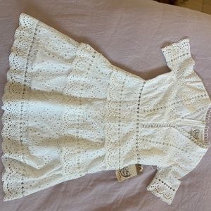 NWT Anthropologie white eyelet lace boho dress m